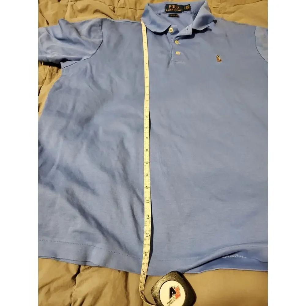 Polo Ralph Lauren Mens Medium Blue Classic Fit Polo Shirt Pony Logo Short Sleeve
